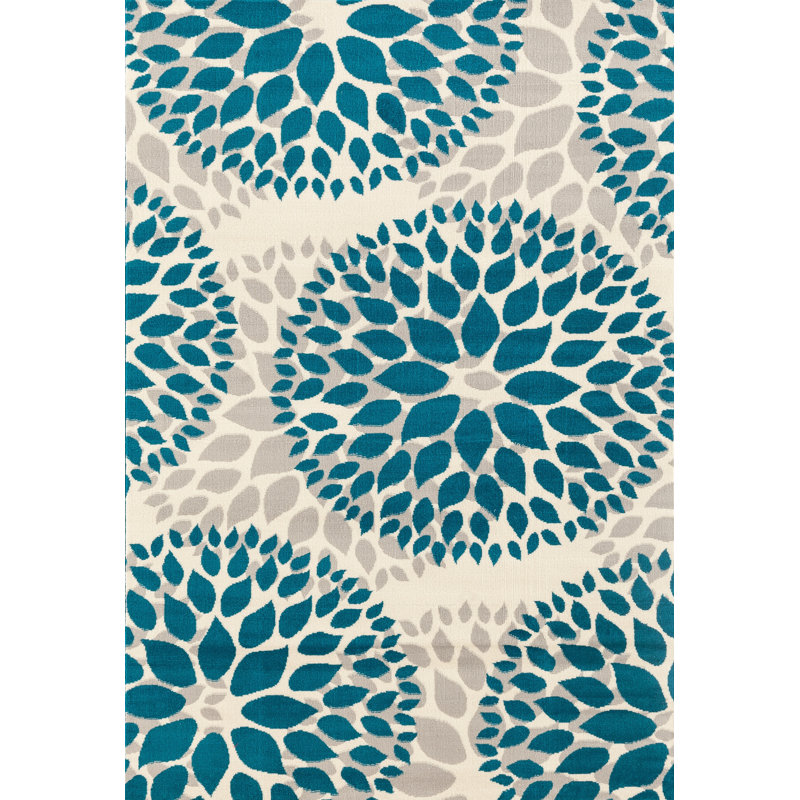 Winston Porter Lebouef Floral Blue/Gray Area Rug & Reviews Wayfair